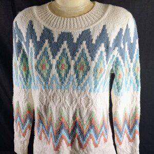 Talbots Soft Merino Wool Aztec Pullover Tunic Sweater Top Women XS NWT